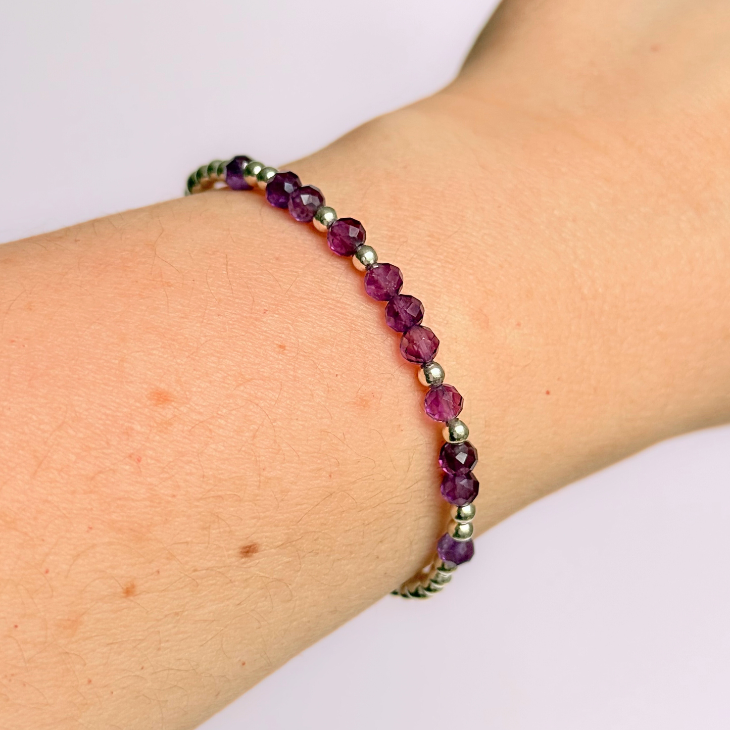 Sterling Silver Amethyst February Birthstone Bracelet