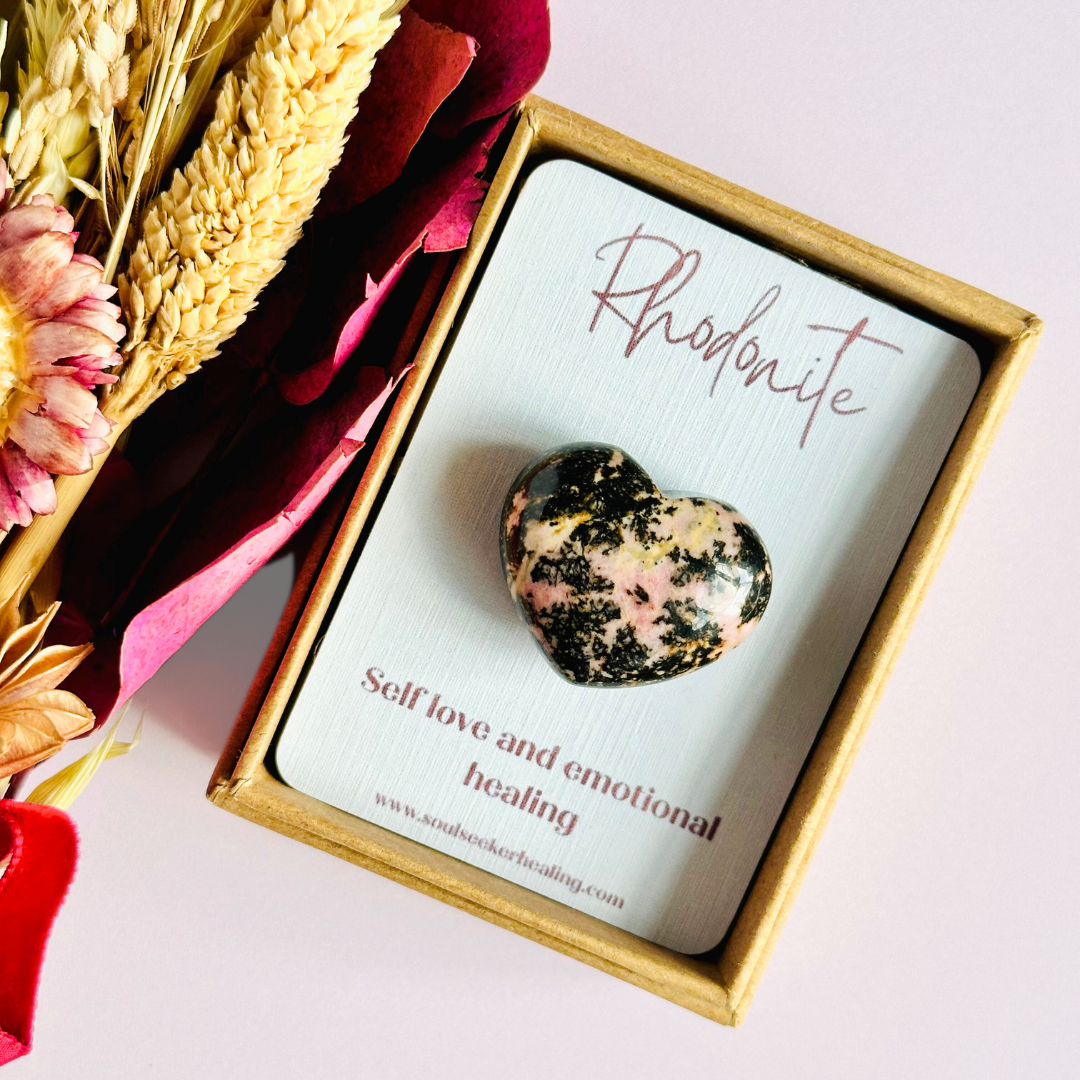 Rhodonite crystal heart