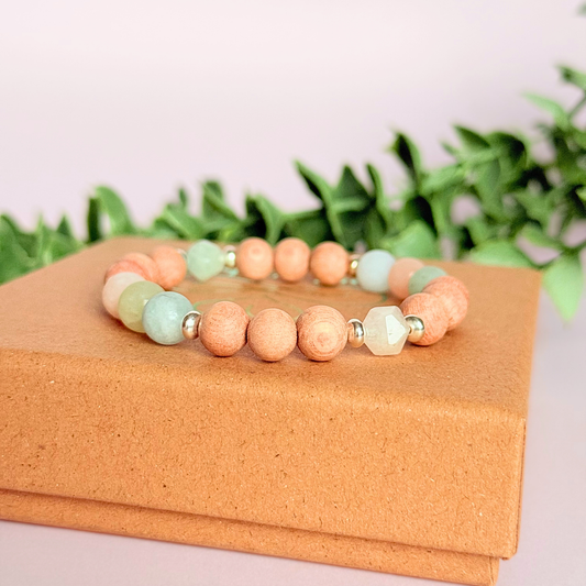 Morganite essential oil aromatherapy diffuser bracelet