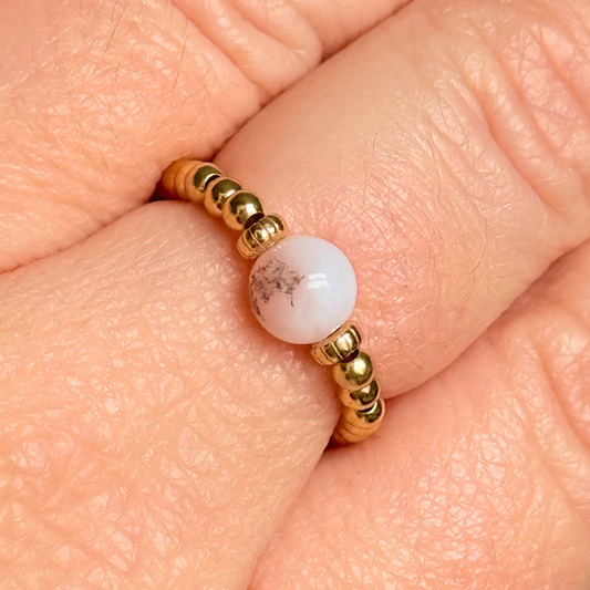Pink Opal gold vermeil stretch ring