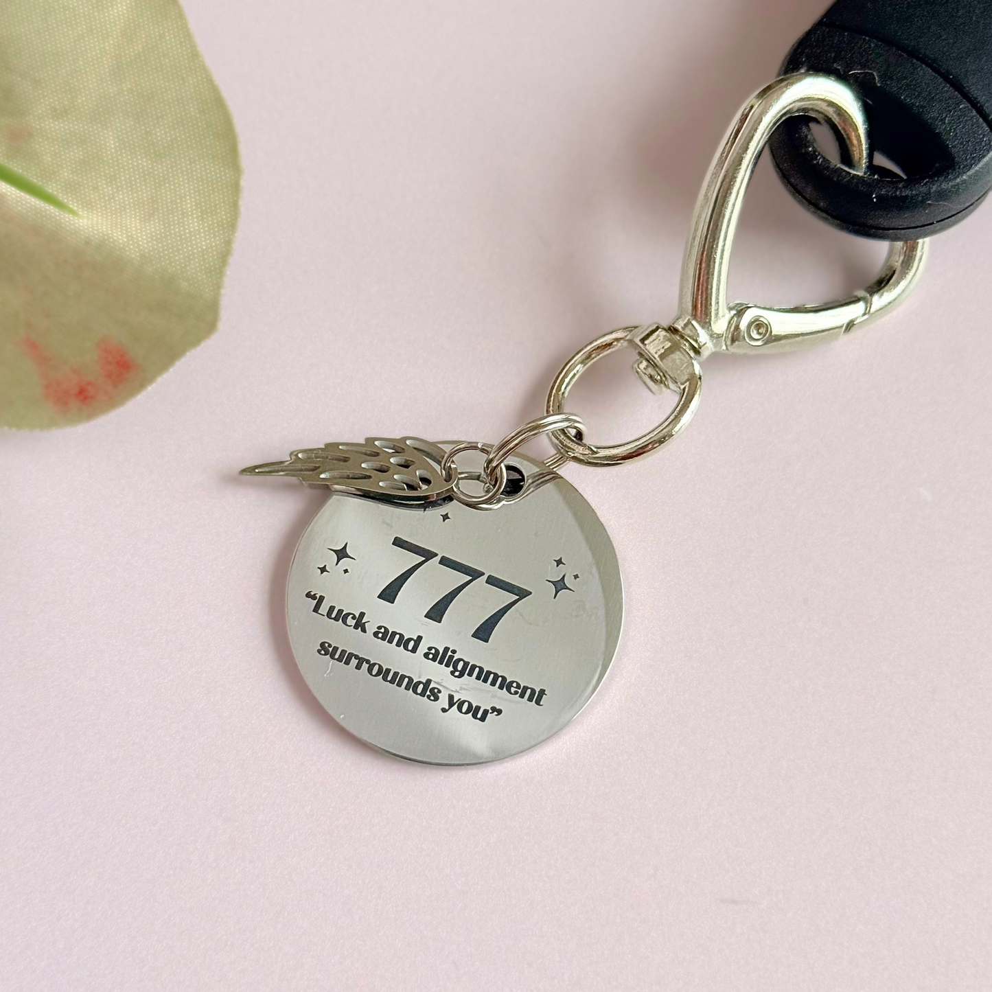777 Angel Number Keyring / Bag Charm With Optional Crystal