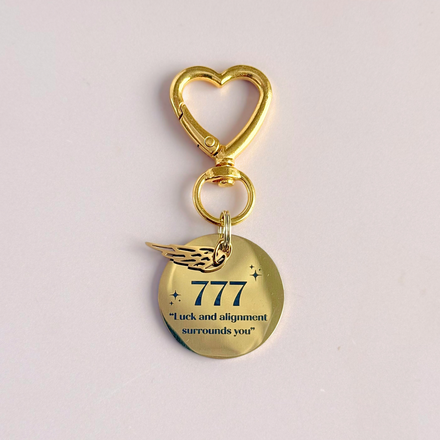 777 Angel Number Keyring / Bag Charm With Optional Crystal