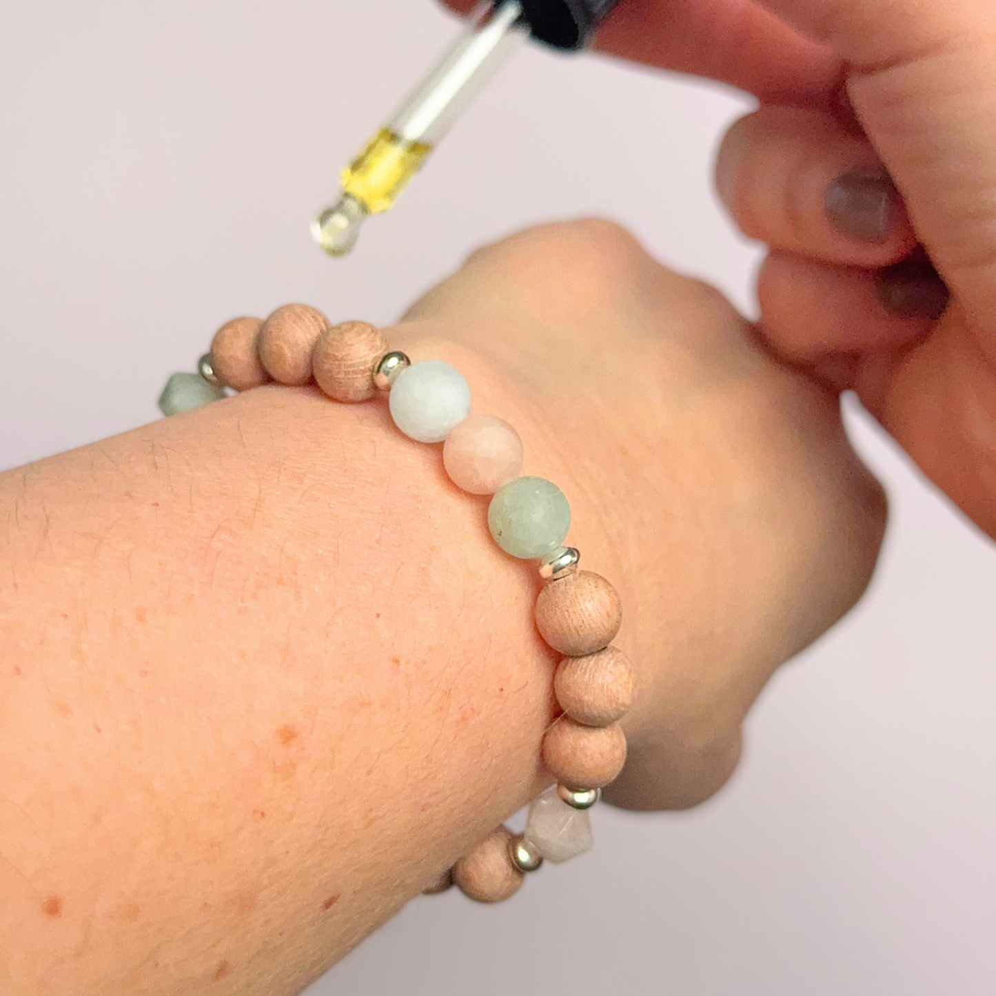 Morganite essential oil aromatherapy diffuser bracelet