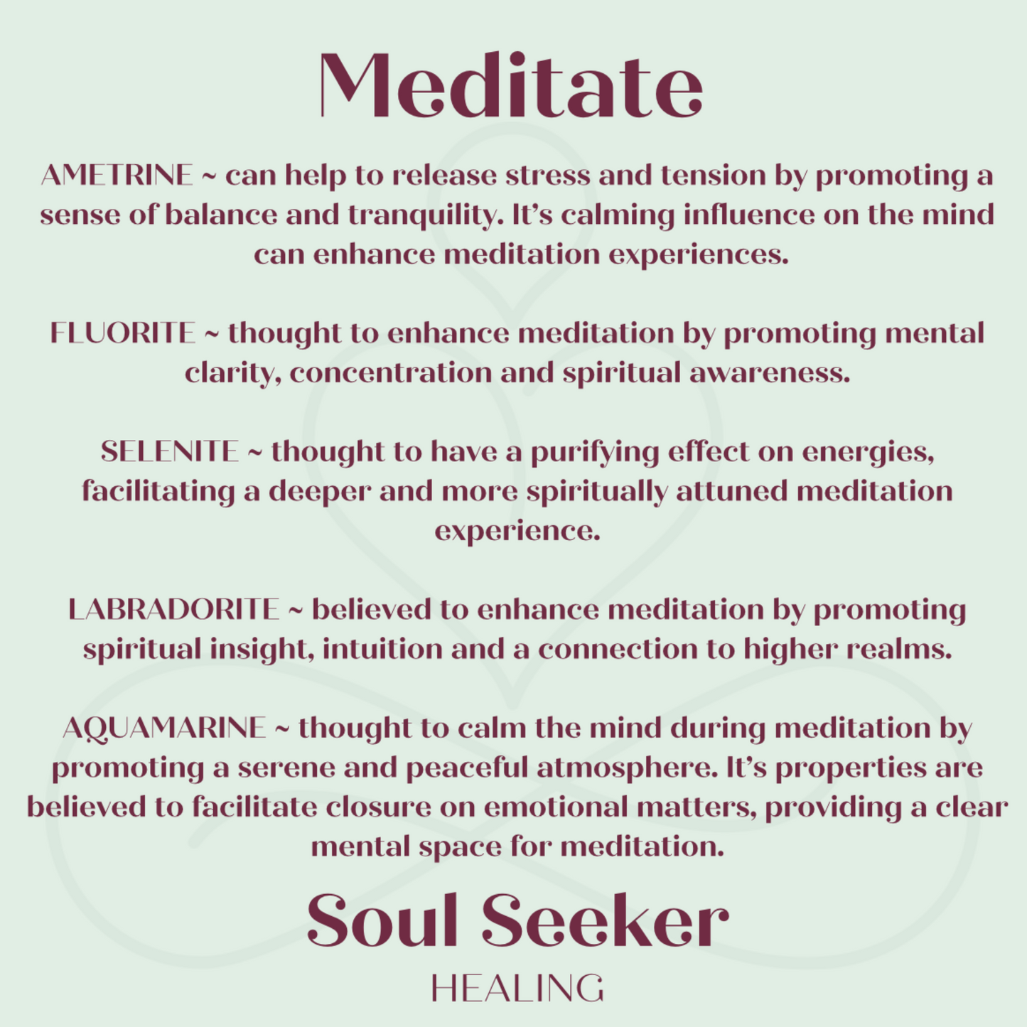 Meditation crystals, meditation aid, crystals to meditate with, crystals to enhance meditation 