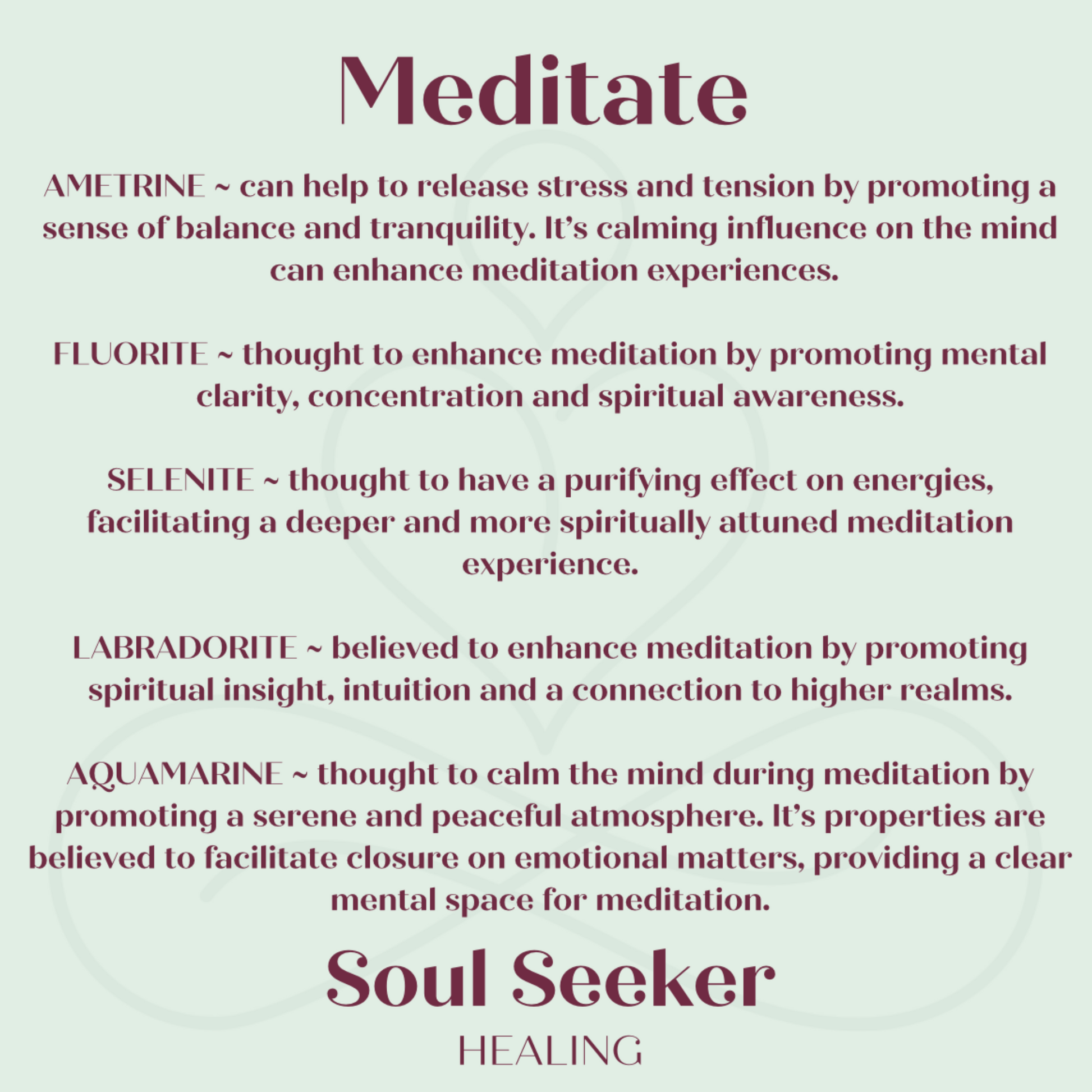 Meditation crystals, meditation aid, crystals to meditate with, crystals to enhance meditation 