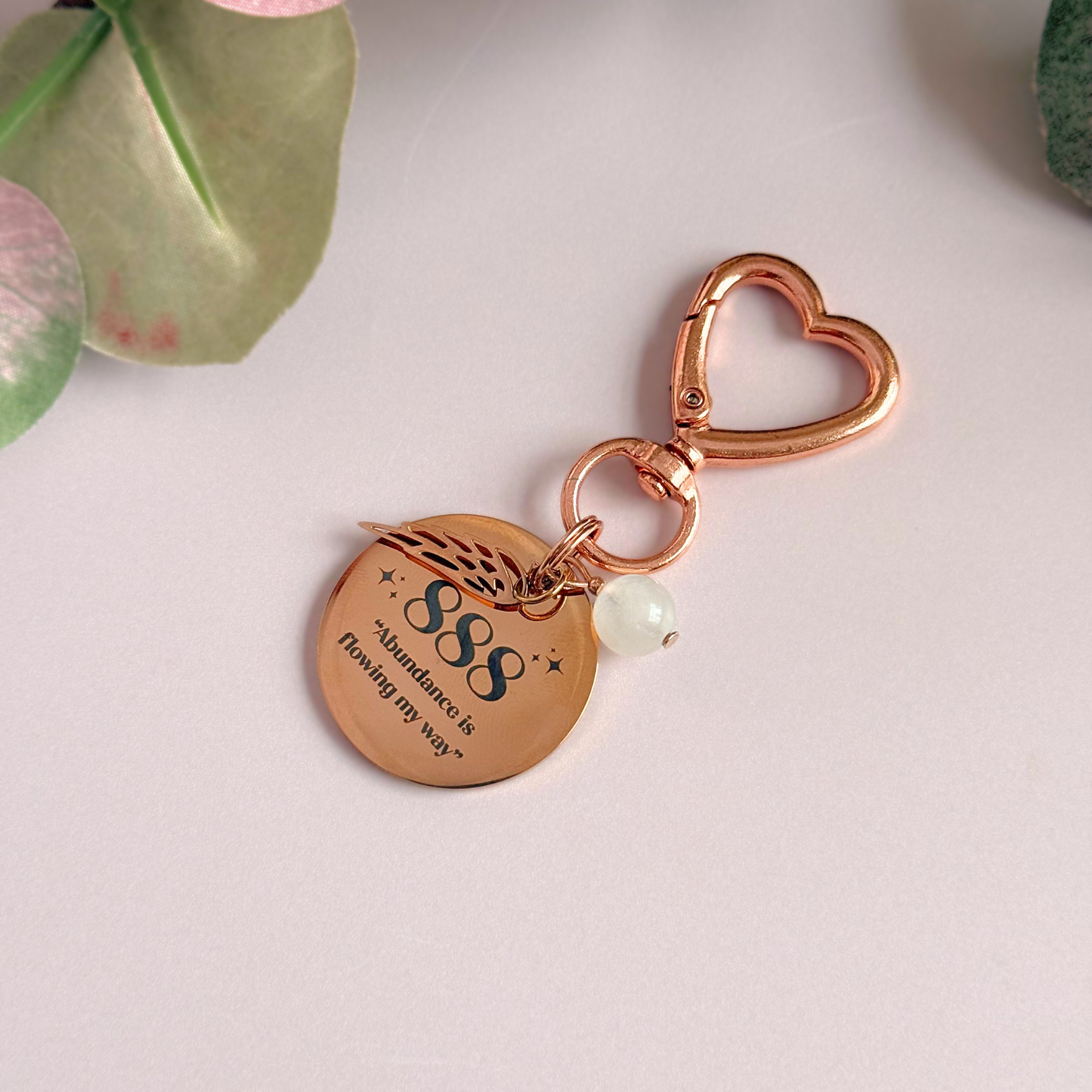 888 Angel Number Keyring / Bag Charm With Optional Crystal