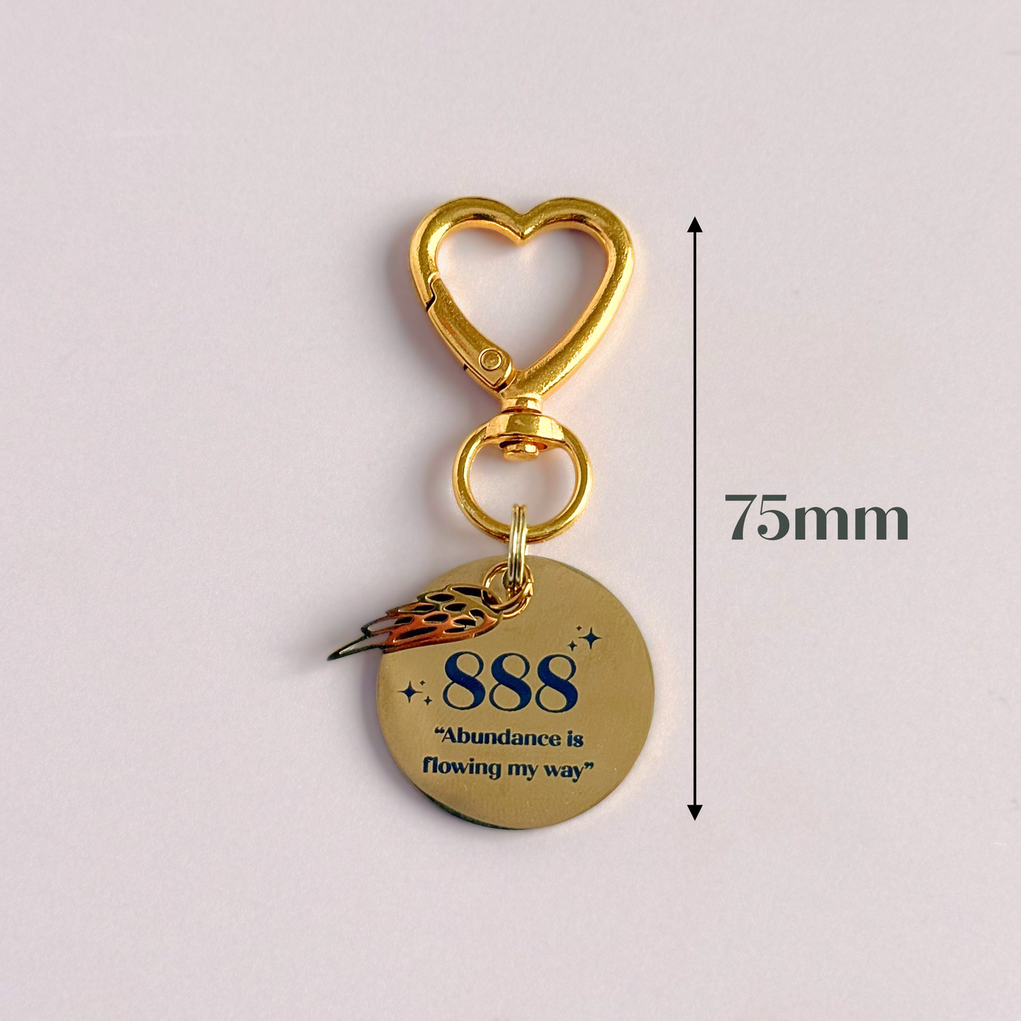 888 Angel Number Keyring / Bag Charm With Optional Crystal