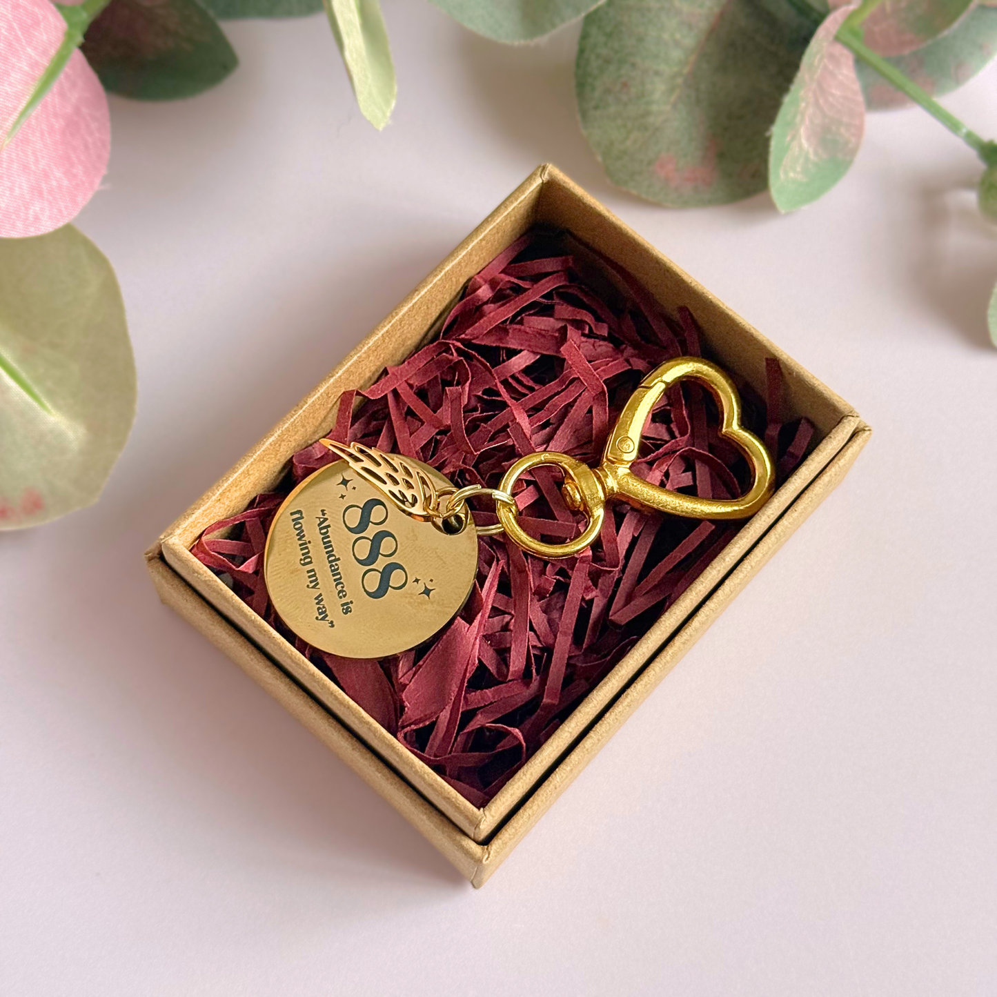 888 Angel Number Keyring / Bag Charm With Optional Crystal