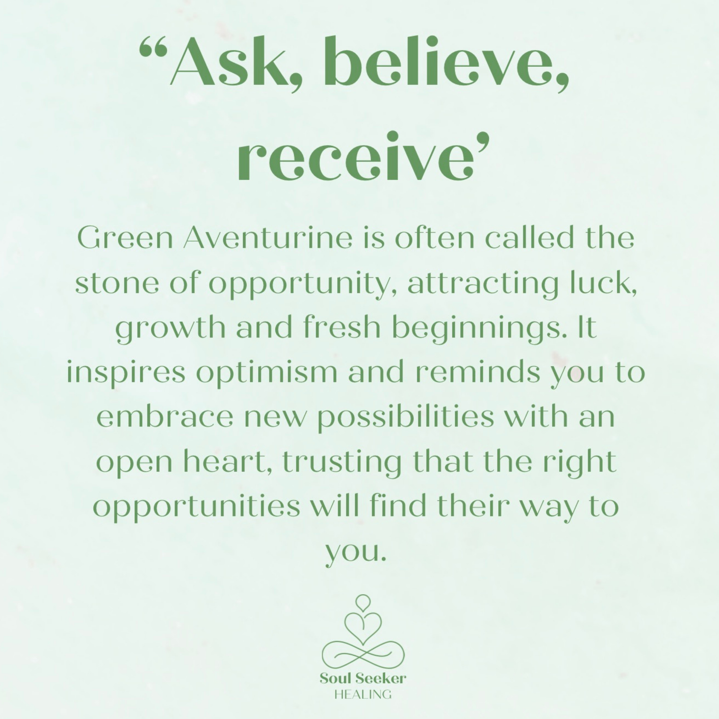 ‘Ask, believe, receive’ green aventurine crystal morse code bracelet for abundance and manifestation