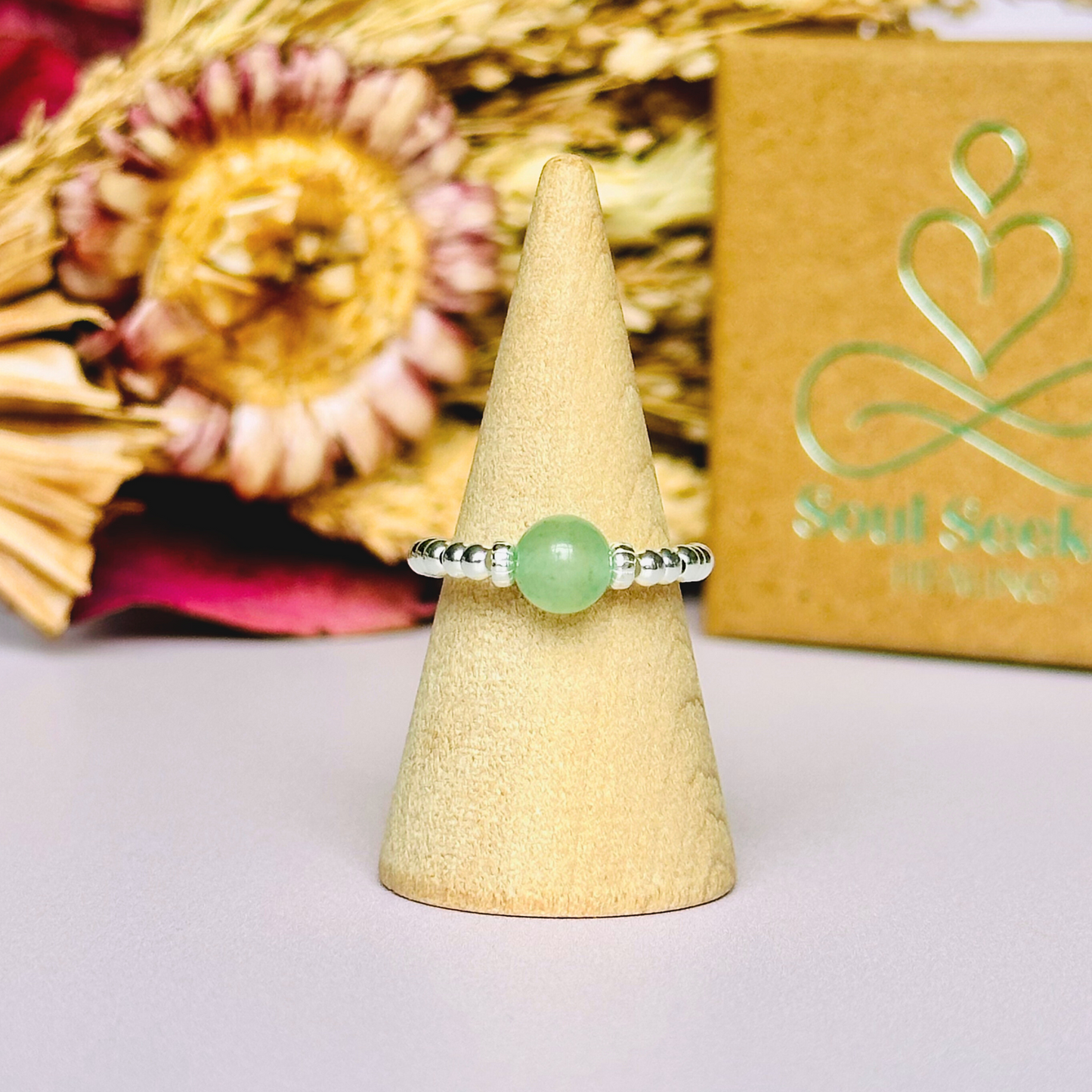 Green aventurine ring, green aventurine silver ring, green aventurine ring silver, sterling silver green aventurine ring, august birthstone ring,, crystal healing ring, stretch ring, elastic ring