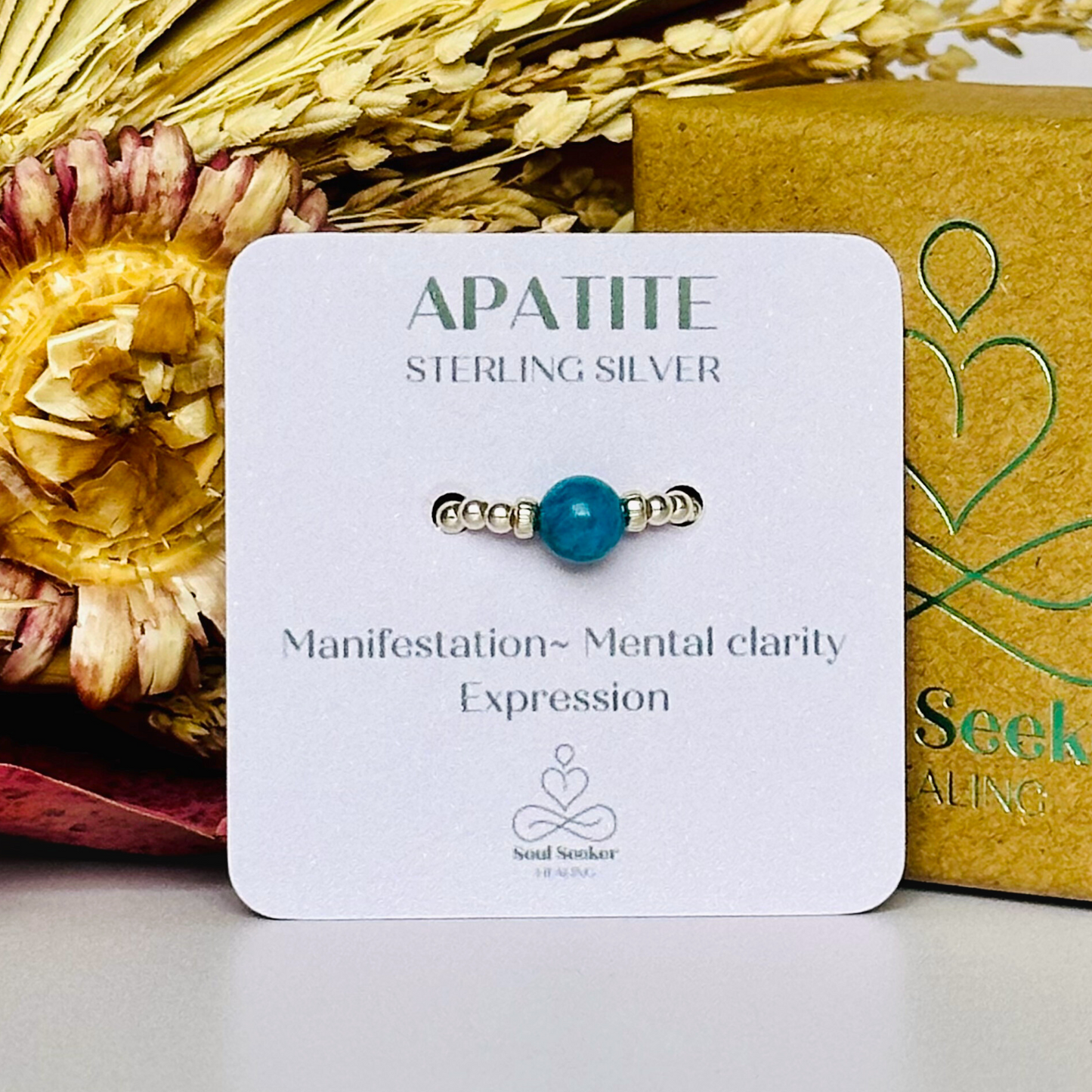 apatite ring, apatite silver ring, apatite ring silver, sterling silver apatite ring, crystal healing ring, stretch ring, elastic ring