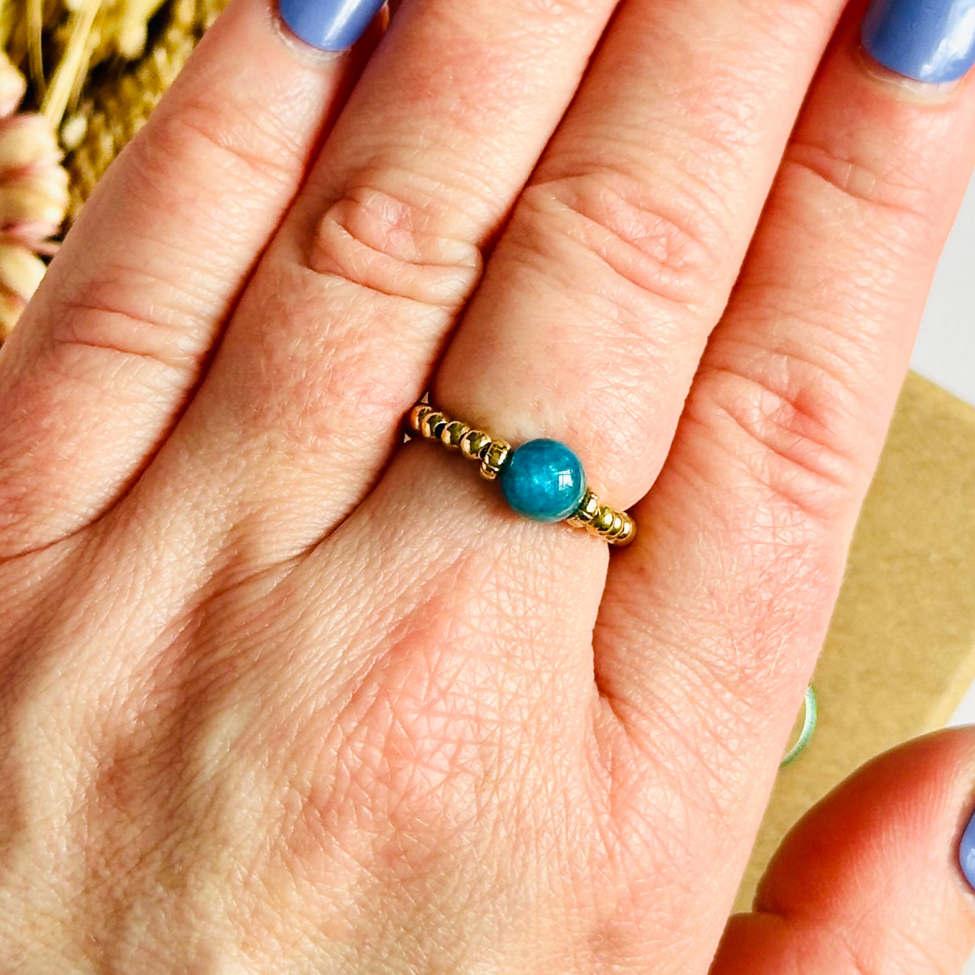 apatite ring, apatite gold ring, apatite ring gold, gold vermeil apatite ring, crystal healing ring, stretch ring, elastic ring