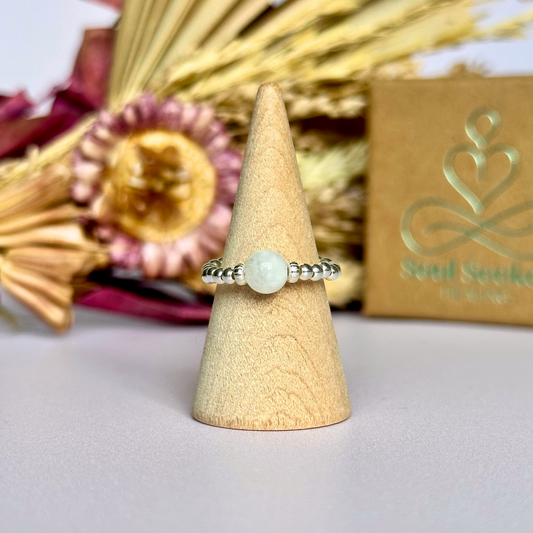 Moonstone ring, stretchy crystal ring, moonstone ring silver, silver moonstone ring, june birthstone, june birthstone ring, june birthstone jewelllery