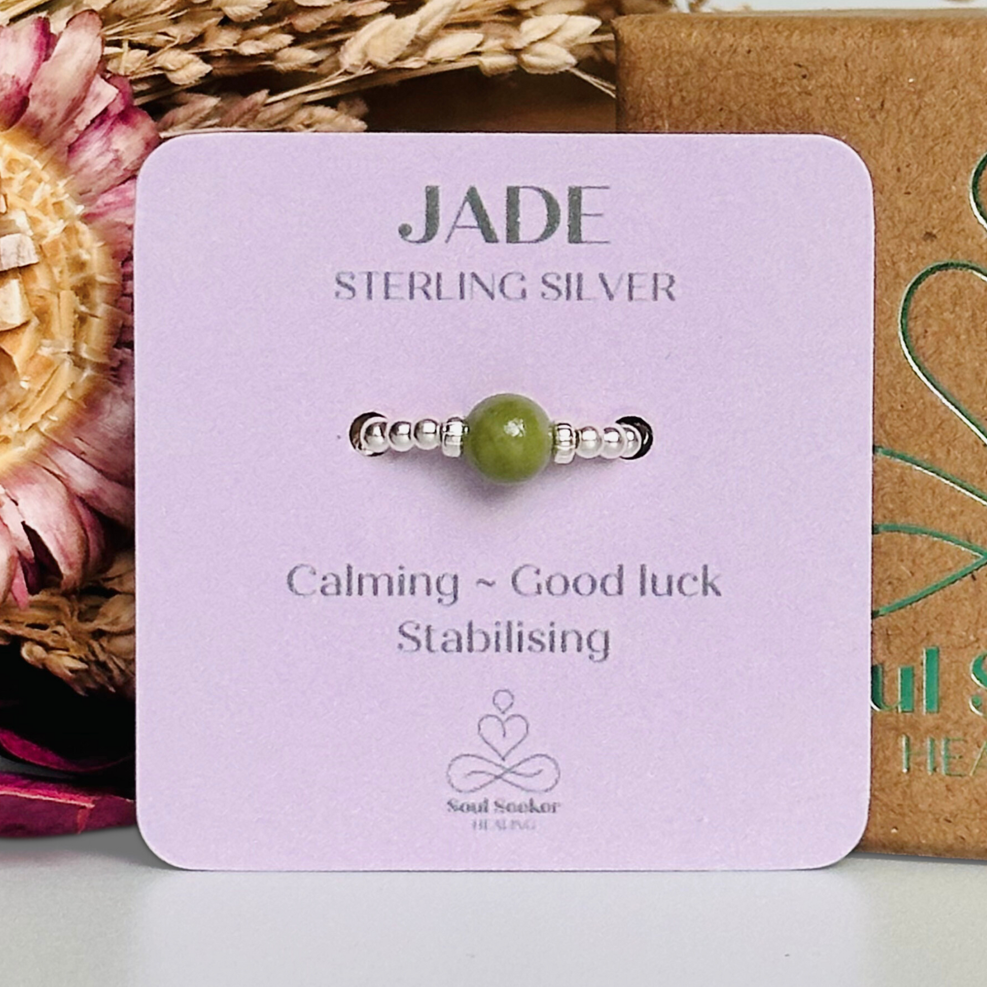 Jade ring, sterling silver jade ring, silver jade ring, jade ring silver, stretch ring, elastic ring, 