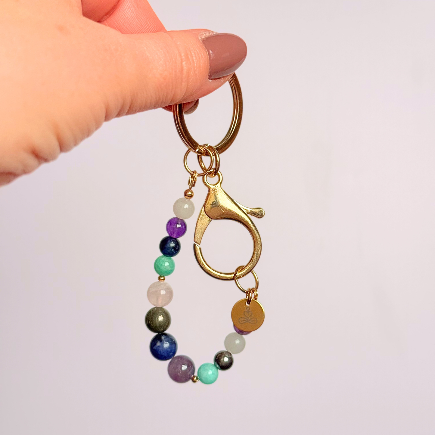 Anxiety Relief 4-4-4 breath work beads. Crystal box breathing keyring