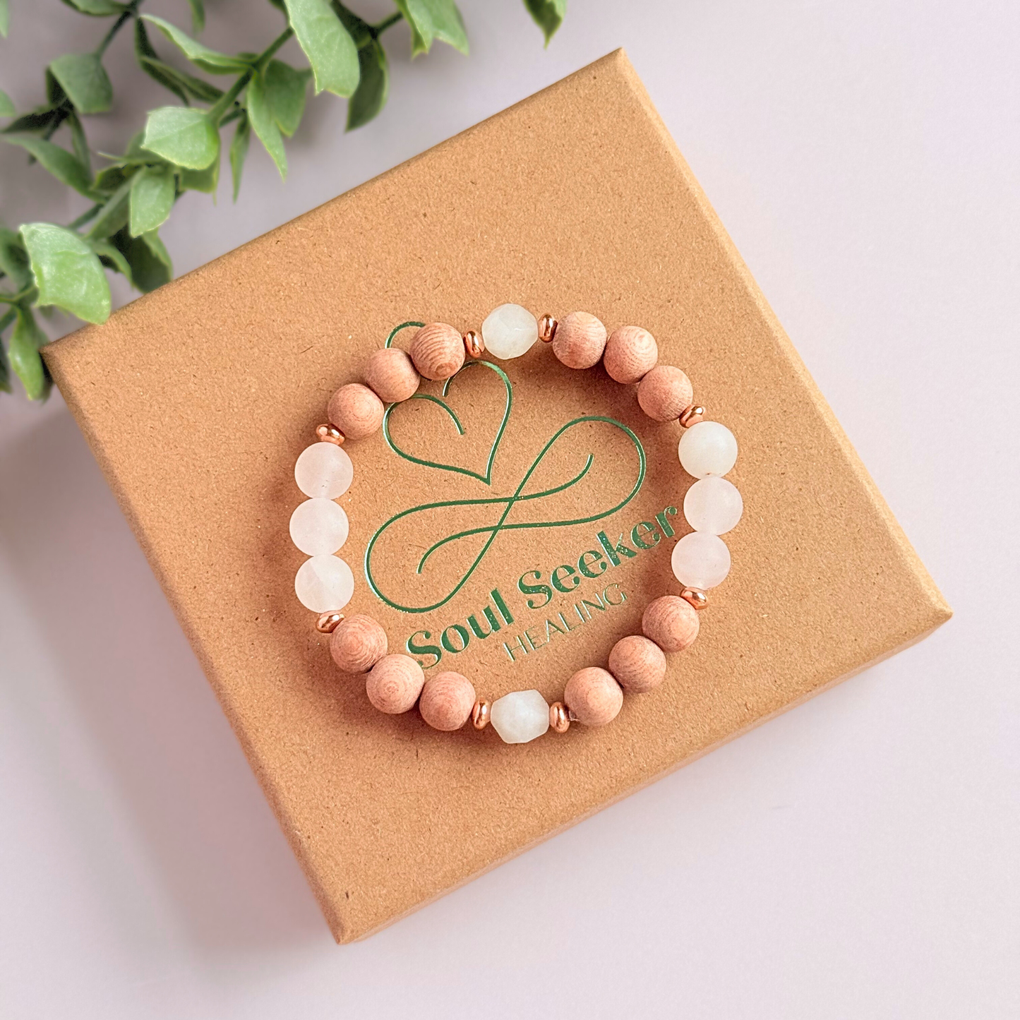 Rose Quartz essential oil aromatherapy diffuser bracelet