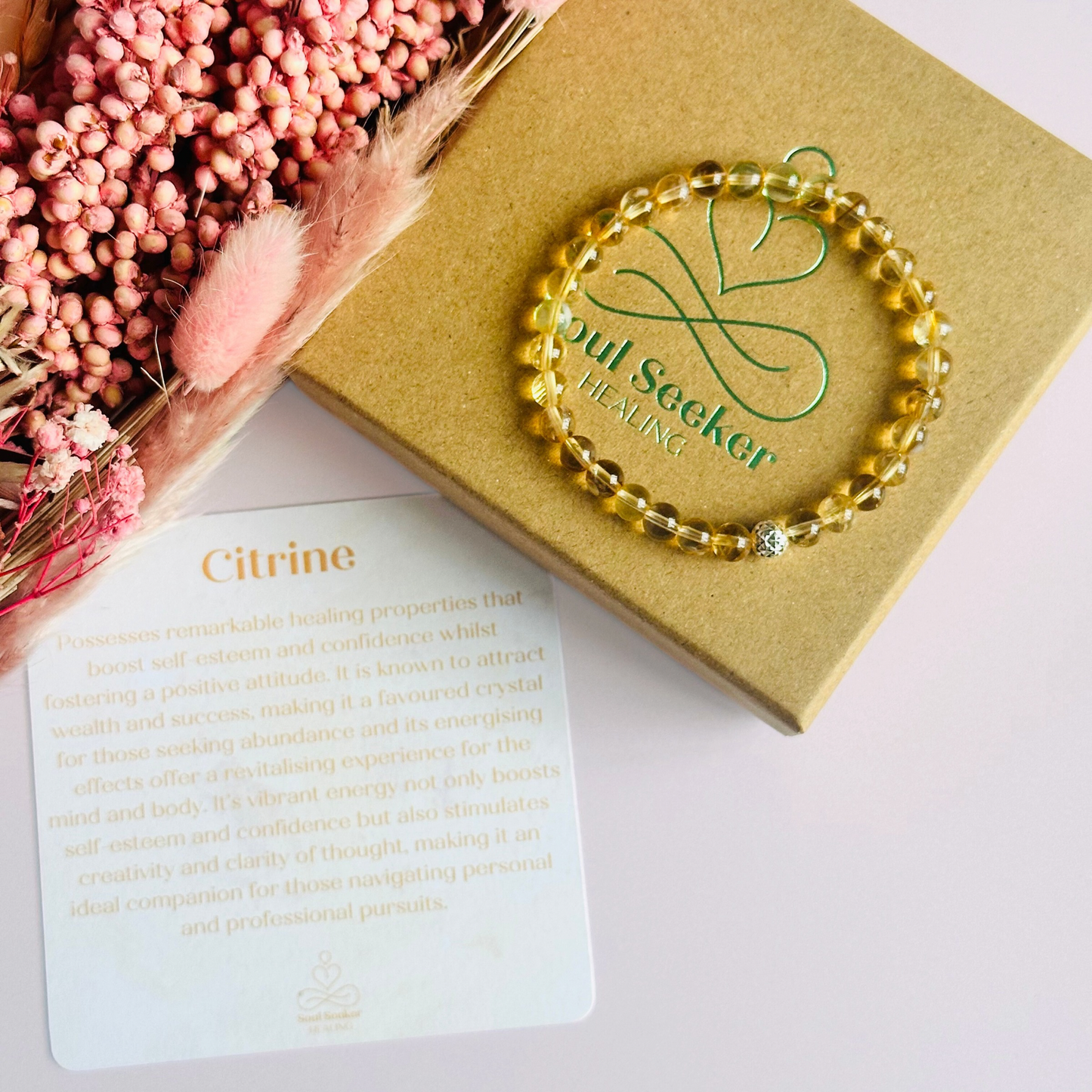 Citrine bracelet with a faceted sterling silver or gold vermeil focal bead. A bracelet to promote abundance and joy. Made with 6mm beads.
