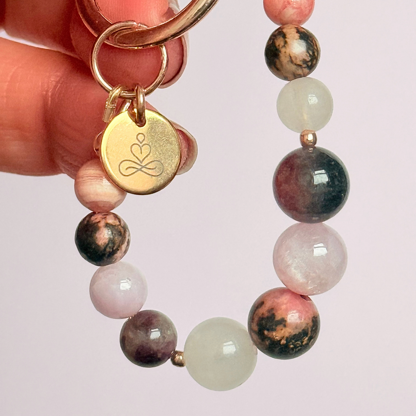Self Love 4-4-4 breath work beads. Crystal breathing keyring