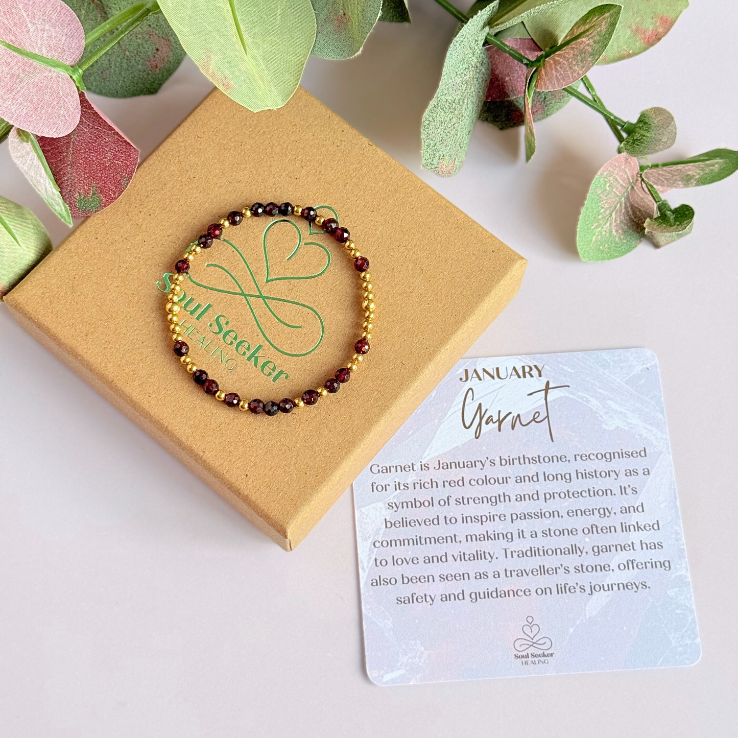 Gold Vermeil Garnet January Birthstone Bracelet