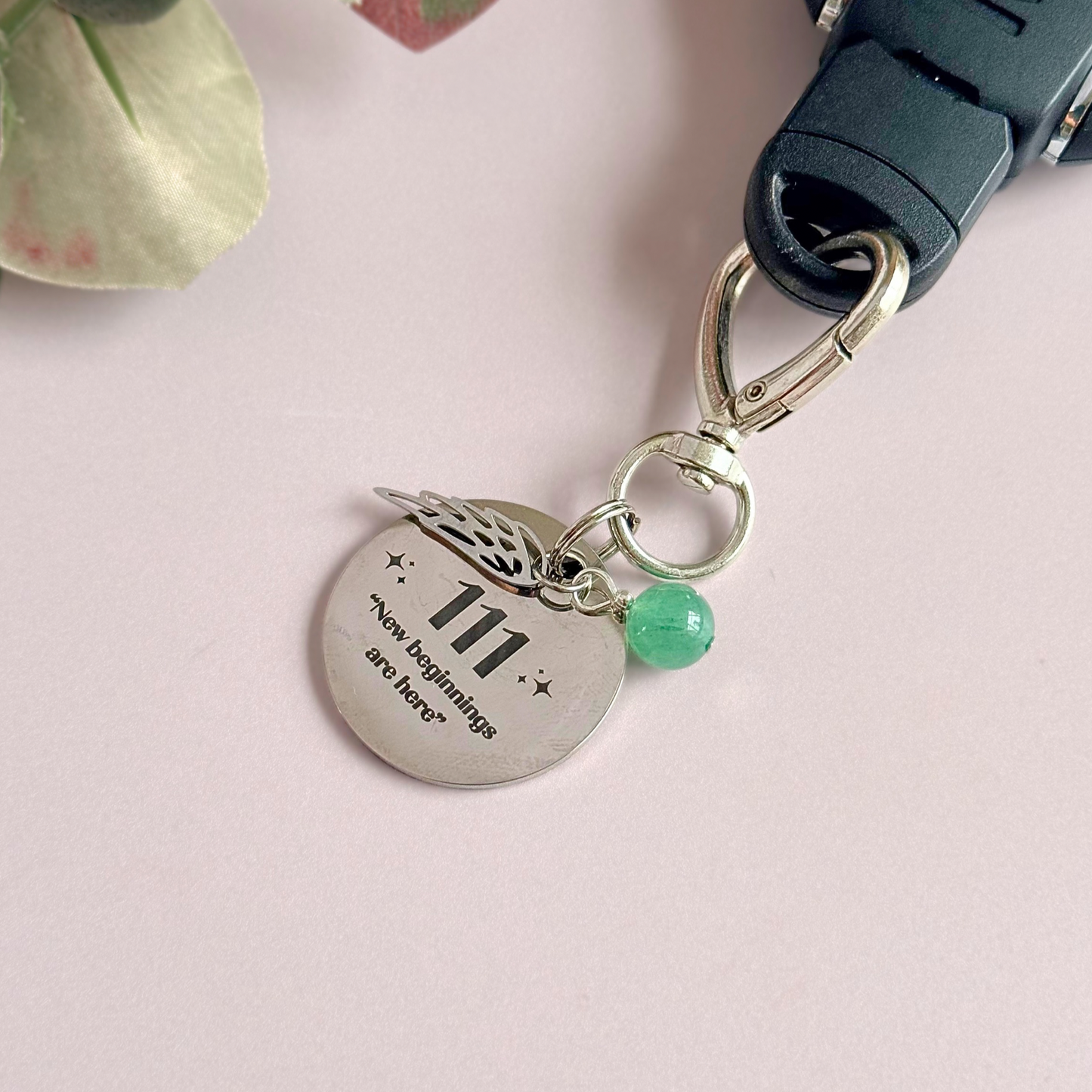 111 Angel Number Keyring / Bag Charm With Optional Crystal