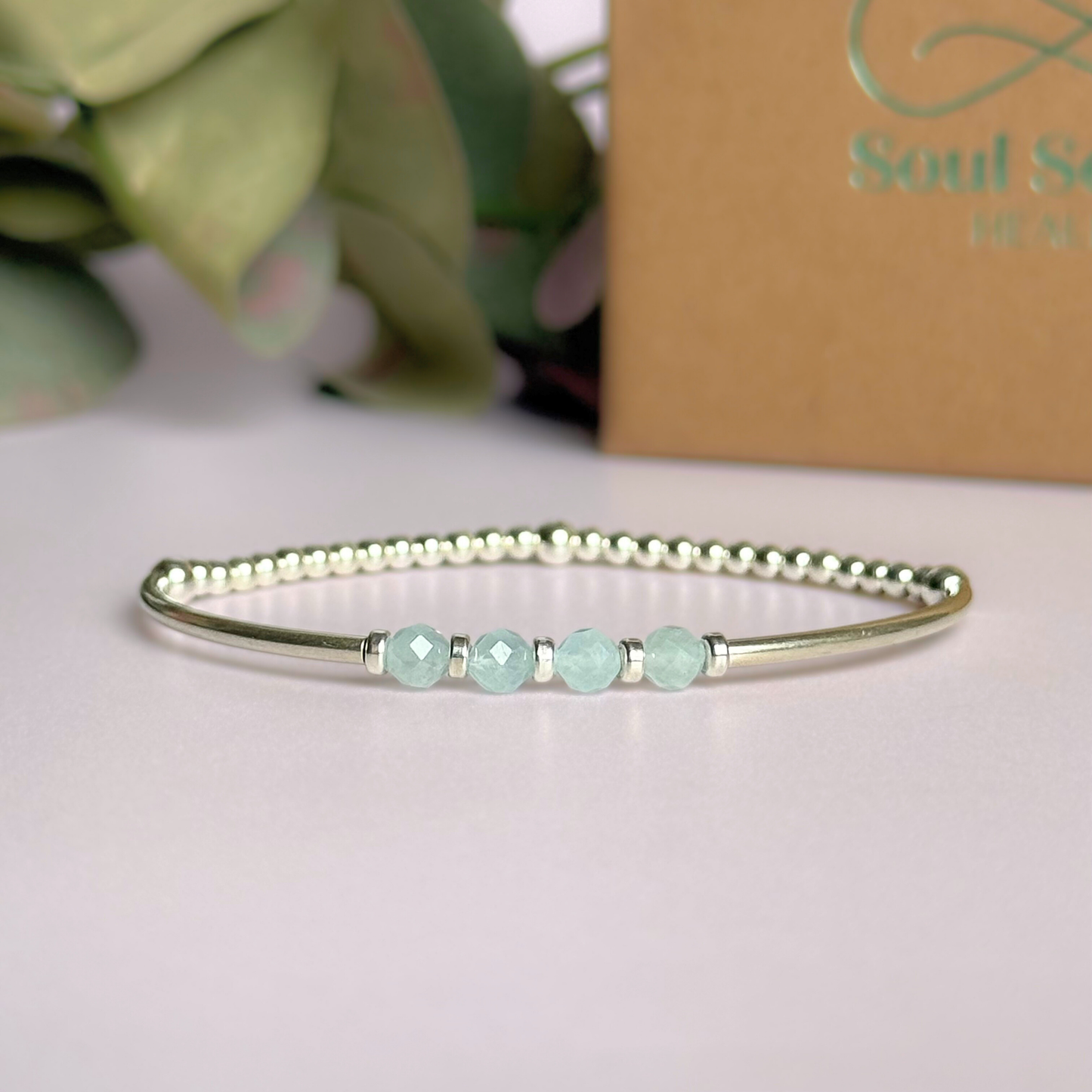 March Birthstone Milestone Birthday Sterling Silver Aquamarine Bracelet