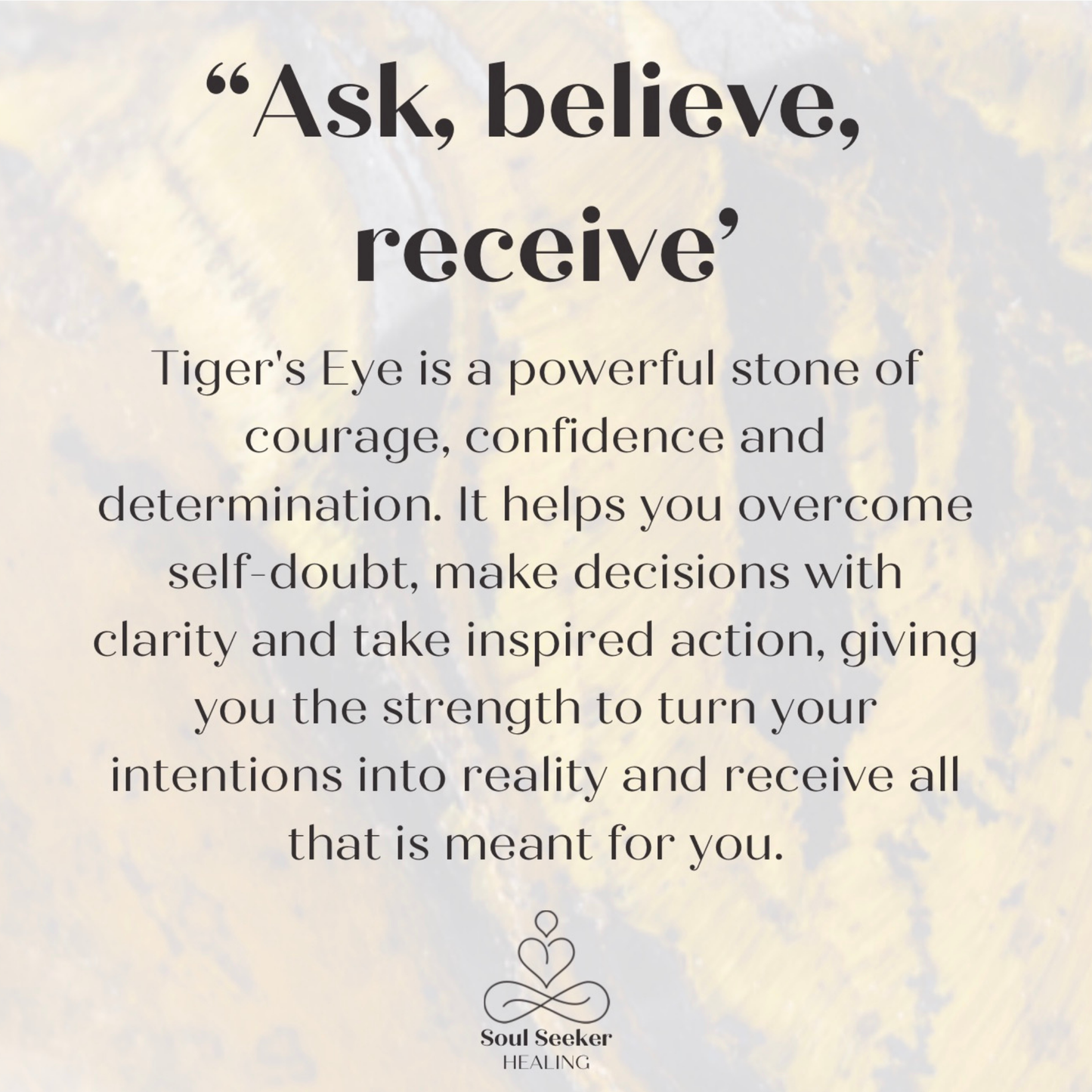 ‘Ask, believe, receive’ tigers eye crystal morse code bracelet for abundance and manifestation