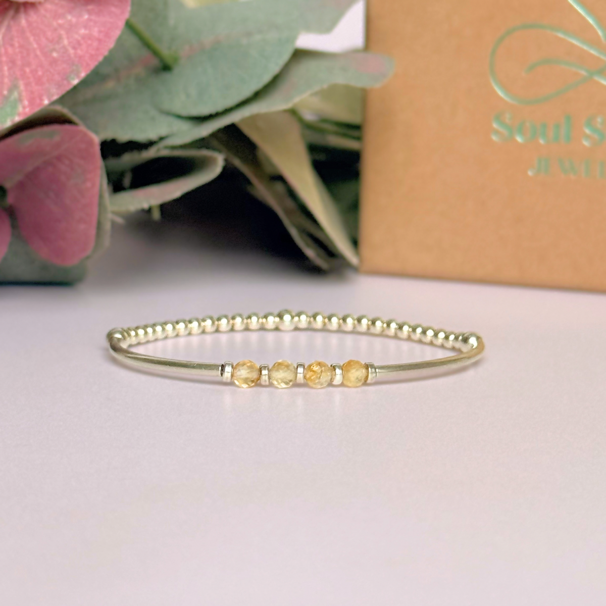 November Birthstone Milestone Birthday Sterling Silver Citrine Bracelet