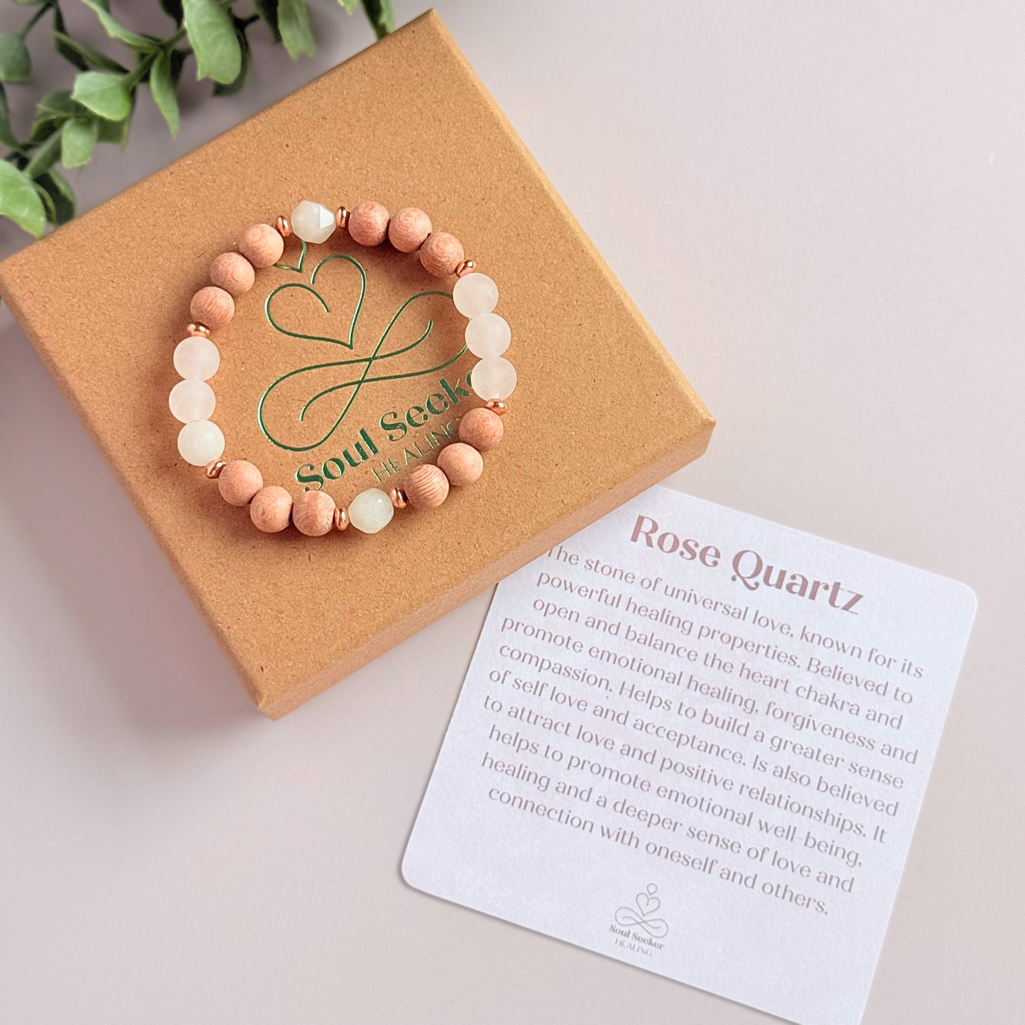 Rose Quartz essential oil aromatherapy diffuser bracelet