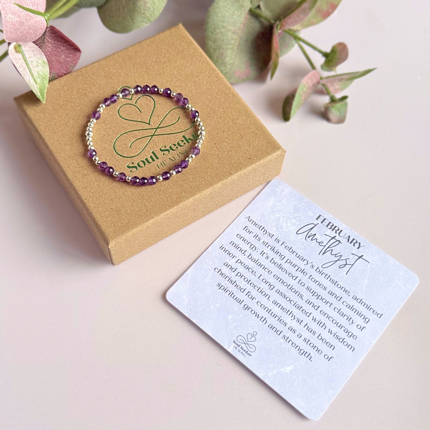 Sterling Silver Amethyst February Birthstone Bracelet