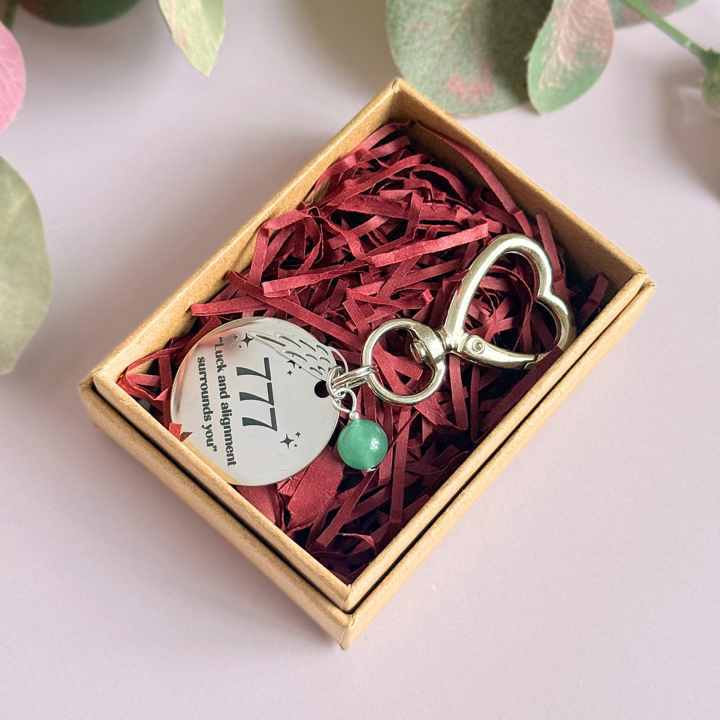 777 Angel Number Keyring / Bag Charm With Optional Crystal