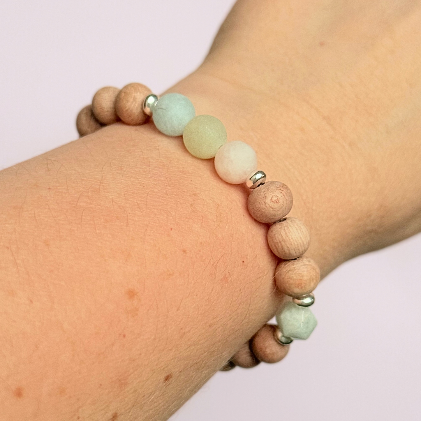 Morganite essential oil aromatherapy diffuser bracelet