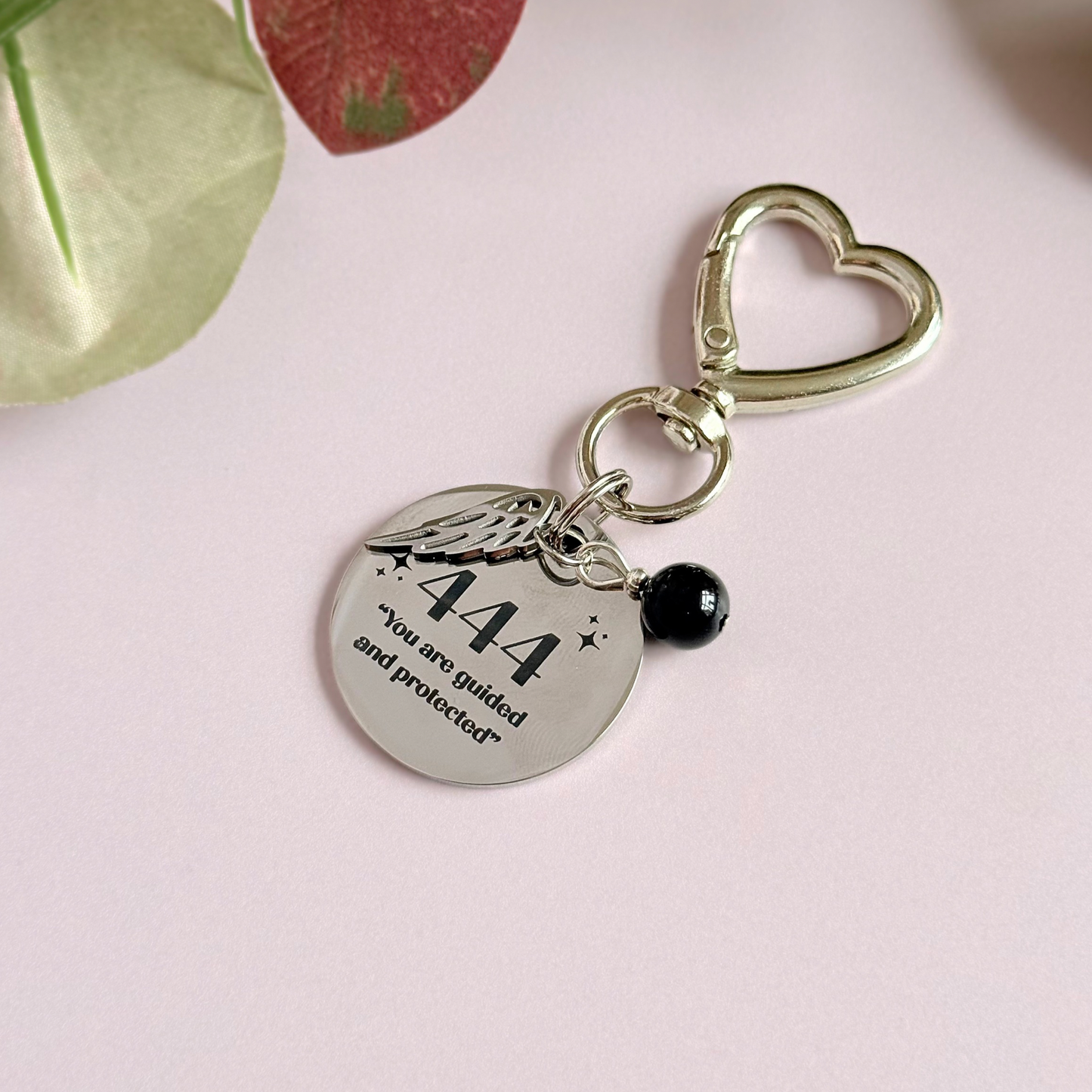 444 Angel Number Keyring / Bag Charm With Optional Crystal