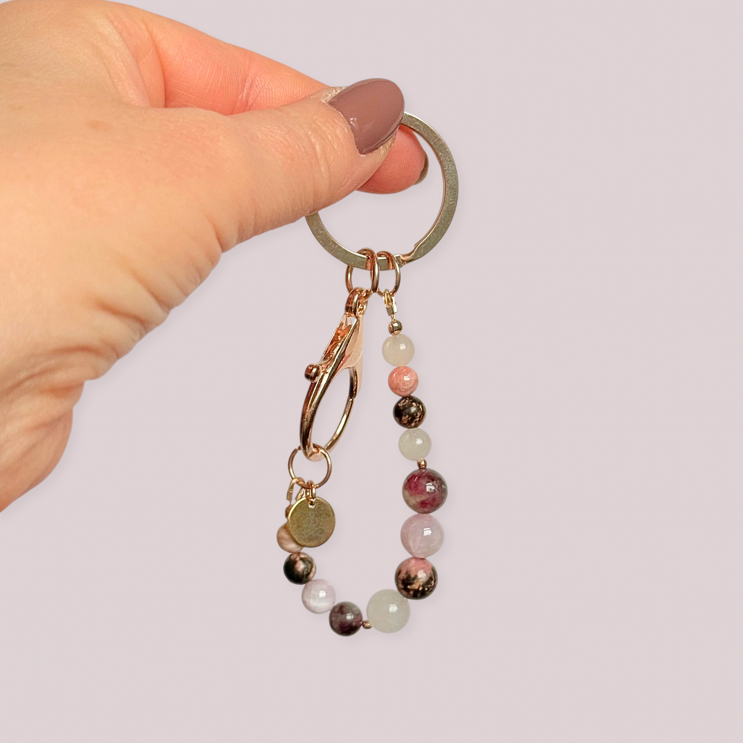 Self Love 4-4-4 breath work beads. Crystal breathing keyring