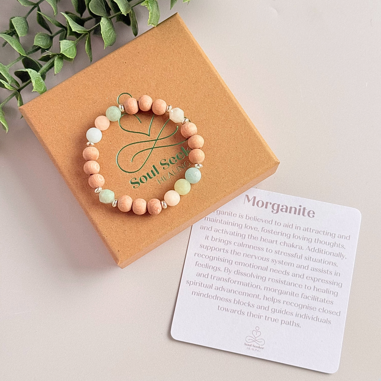 Morganite essential oil aromatherapy diffuser bracelet
