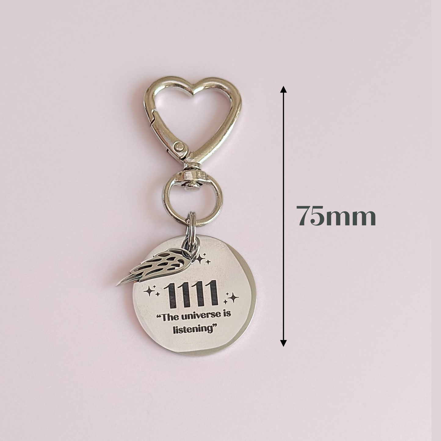 1111 Angel Number Keyring / Bag Charm With Optional Crystal
