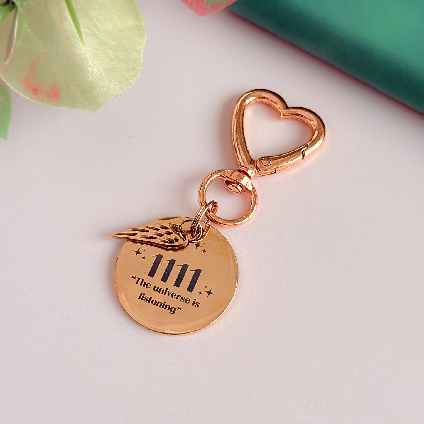 1111 Angel Number Keyring / Bag Charm With Optional Crystal