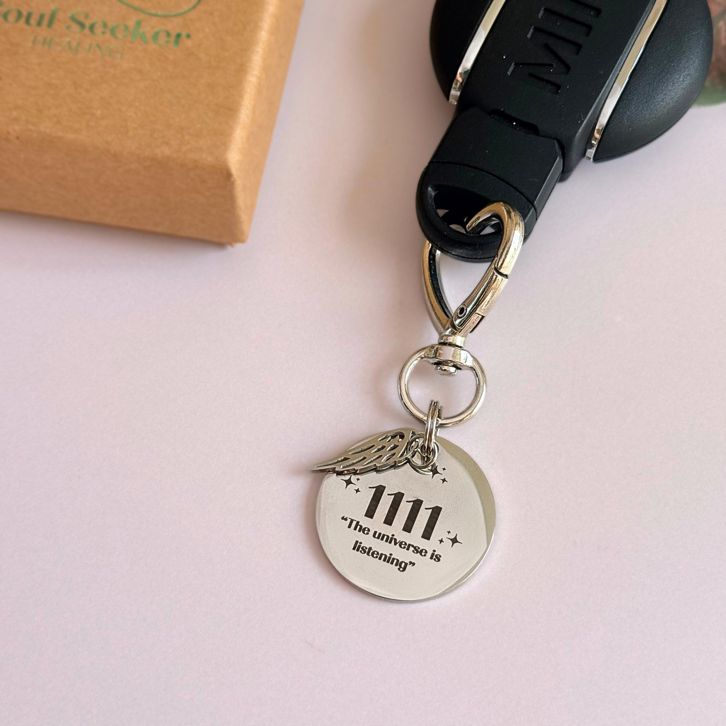 1111 Angel Number Keyring / Bag Charm With Optional Crystal