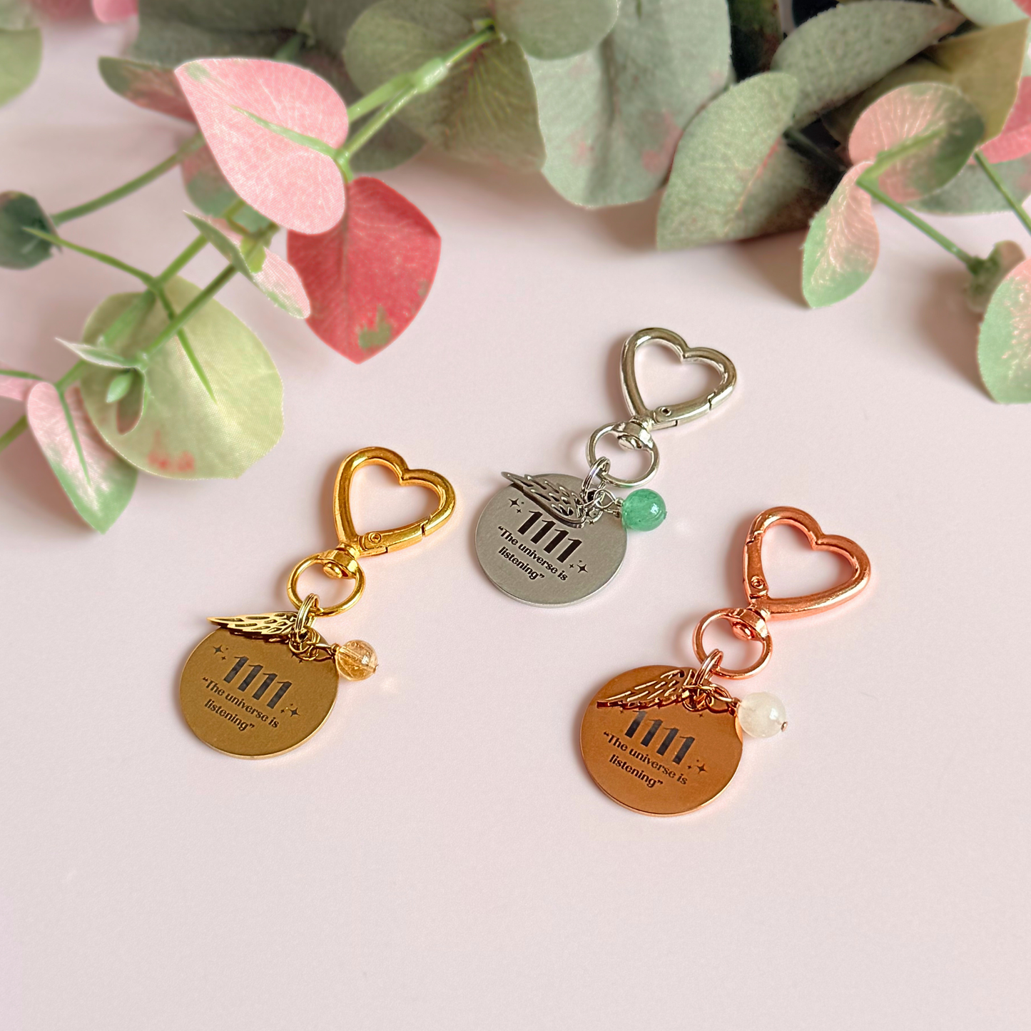 1111 Angel Number Keyring / Bag Charm With Optional Crystal