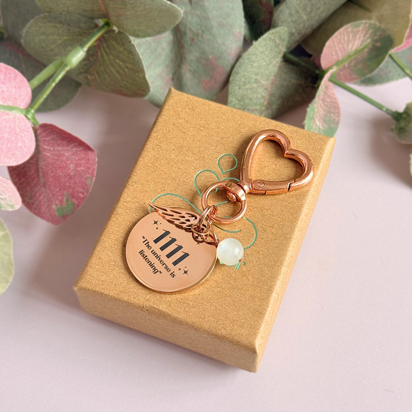 1111 Angel Number Keyring / Bag Charm With Optional Crystal