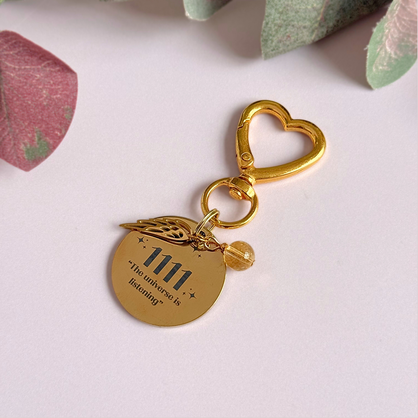 1111 Angel Number Keyring / Bag Charm With Optional Crystal