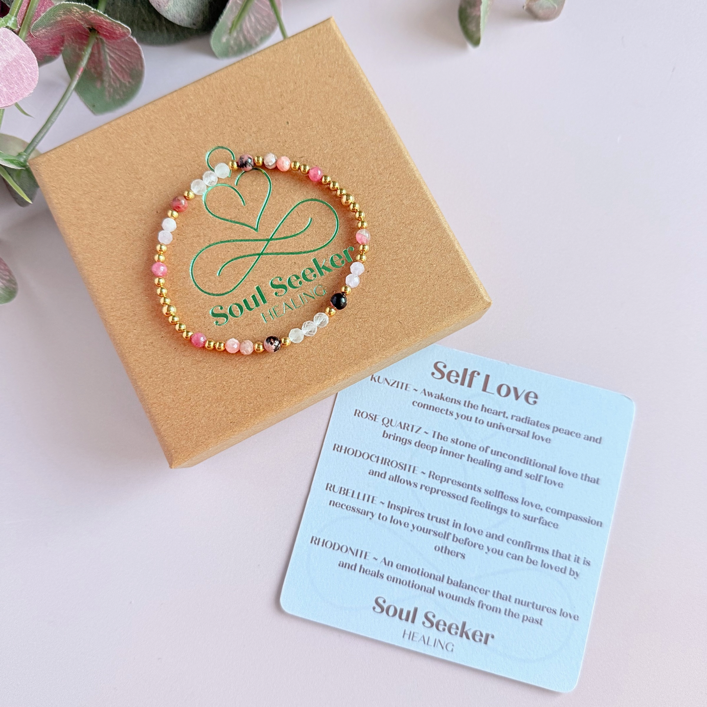 Gold vermeil crystal self love bracelet