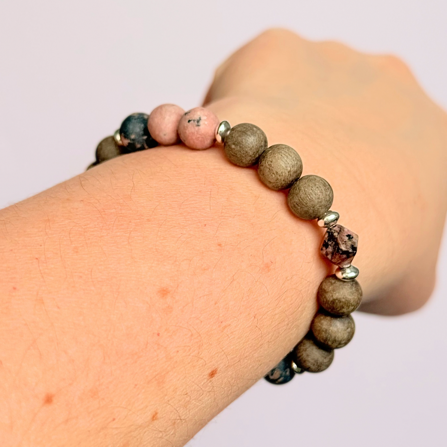 Rhodonite essential oil aromatherapy diffuser bracelet
