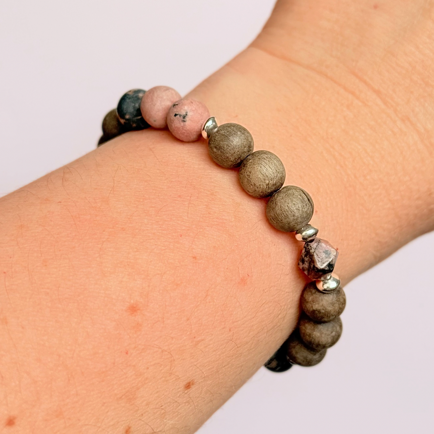 Rhodonite essential oil aromatherapy diffuser bracelet