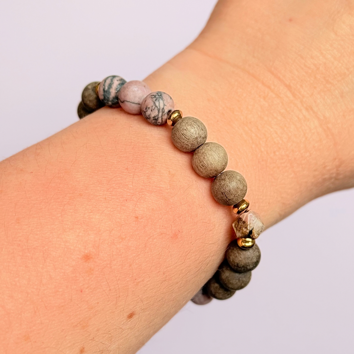 Rhodonite essential oil aromatherapy diffuser bracelet