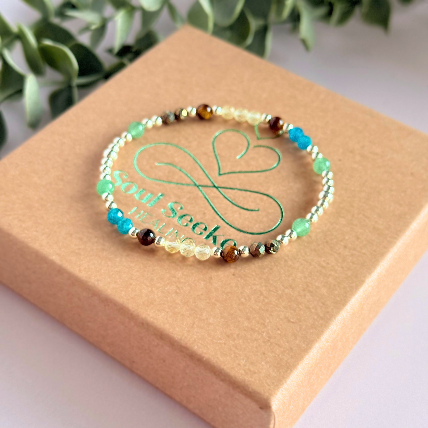 Sterling silver crystal manifestation bracelet