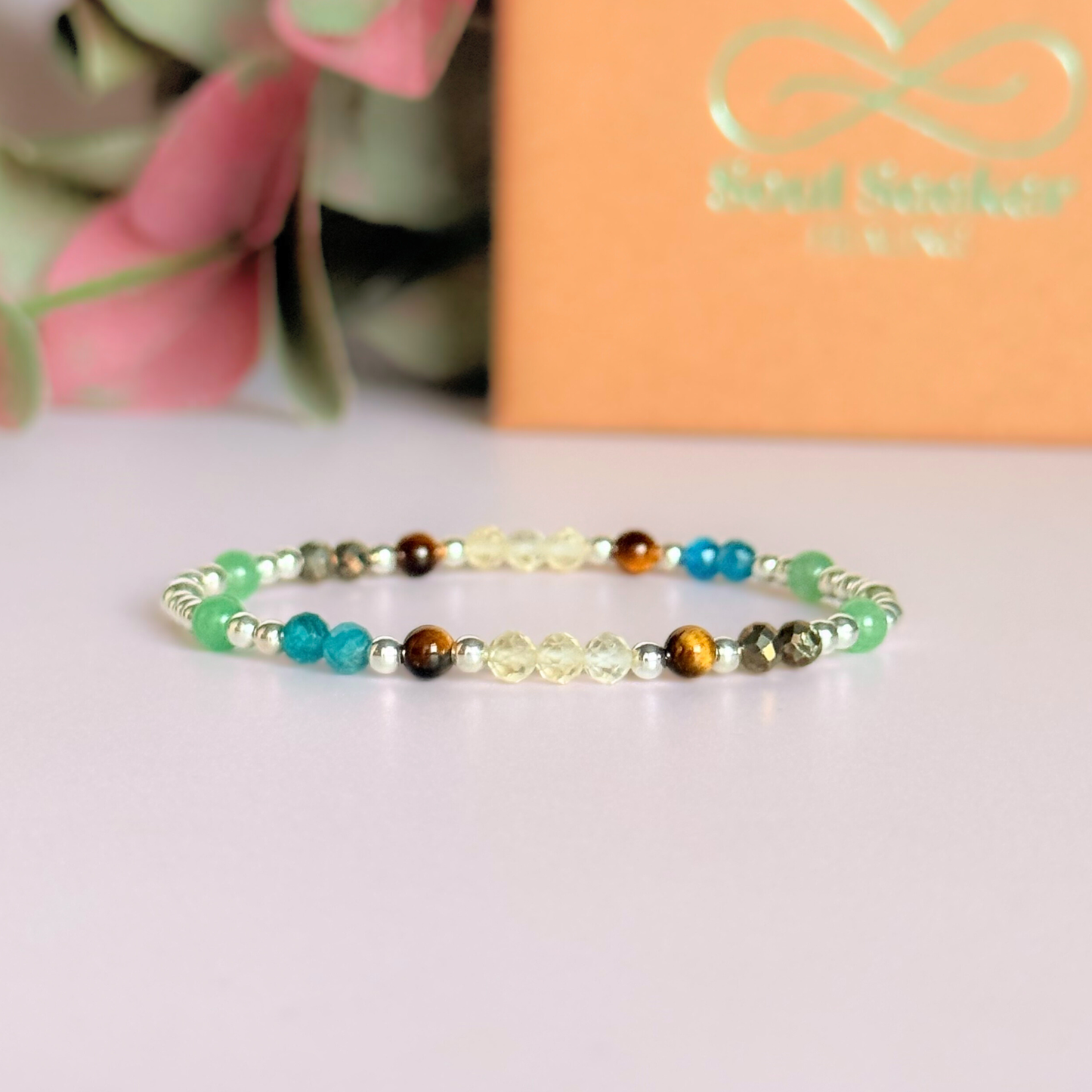 Sterling silver crystal manifestation bracelet