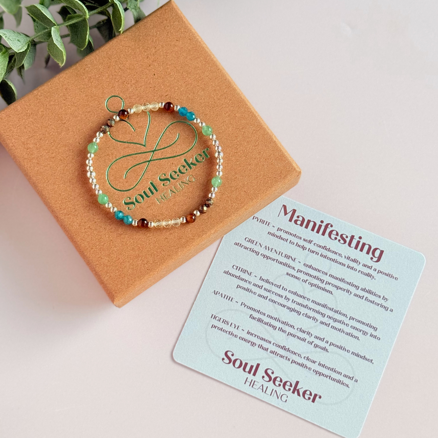 Sterling silver crystal manifestation bracelet