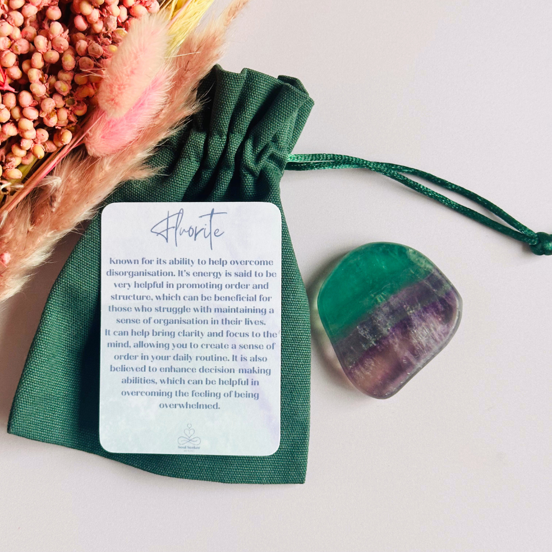 Rainbow fluorite smooth stone